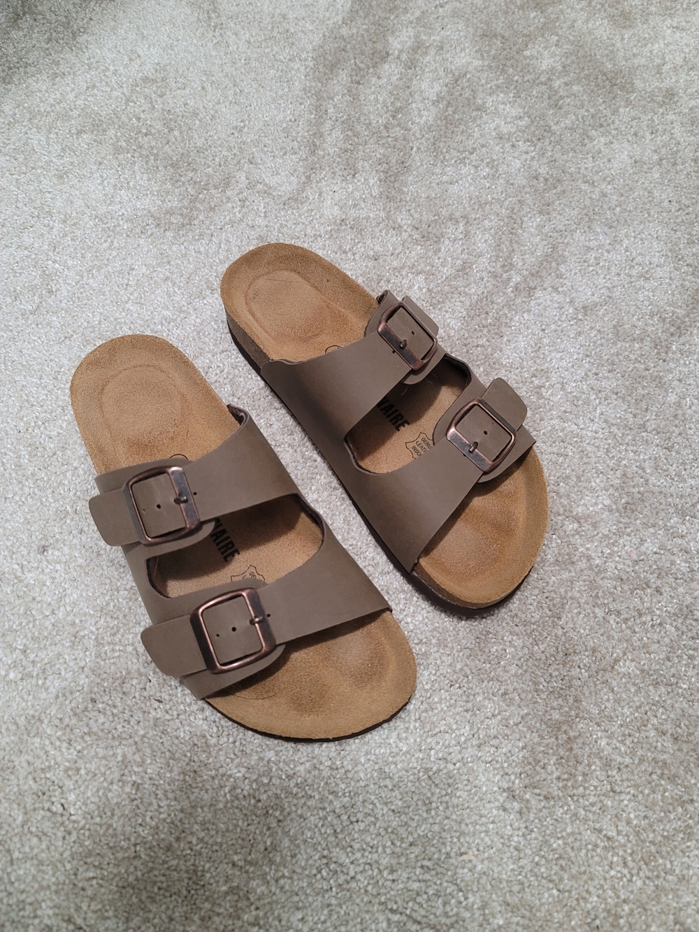 Cushionaire Double Buckle Slide Sandals in Brown